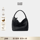 ECODAY包包女款中号编织包通勤托特包单肩包婚包情侣款生日礼物送女友 My dear friend-B025H 黑色 中号