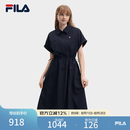FILA 斐乐官方女子梭织连衣裙2026秋新款裙子时尚休闲舒适衬衫裙 启灵蓝-DB M 165/84A/M
