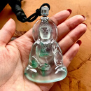 胖东来代购同款天然高冰种飘花观音翡翠吊坠缅甸玉石飘绿菩萨挂件男