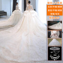 菲洛曼（FEILUOMAN）婚纱新娘主纱2025高级感重工拖尾长袖2026新款复古高级质感法式轻 白色拖尾款(婚纱+八件套) 2XL