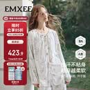嫚熙（EMXEE）春夏款孕妇哺乳睡衣产后弹力丝麻棉浅草曼波月子服家居服套装XL码