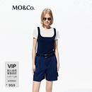 MO&Co.【秦岚同款】针织衫2026夏新品假两件方领坑条显瘦MBF2SWTT06 深宝蓝色 M /165