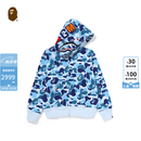 BAPE女装26年春夏全拉链鲨鱼连帽卫衣开衫外套00115Q 蓝色BLX S