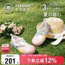 泰兰尼斯夏季女童公主凉鞋幼儿园室内外鞋透气网面甜心玛丽珍鞋 白/粉27
