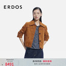 ERDOS 26早春小翻领麂皮挺括干练复古可露丽风女皮外套 枫叶棕 M 165/84A