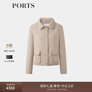 PORTS宝姿女装早秋新款简约休闲外套温柔流沙色修身棉服 温柔流沙色 S