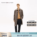 Tommy Hilfiger秋冬男装羊毛混纺复古商务通勤格纹宽松翻领中长大衣外套 驼色格纹0M7 L