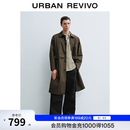 UR秋季新款男装琥珀流光风撞色绳结超宽松风衣UML150069 咖棕 L (XL-XXL)