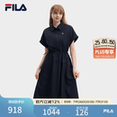 FILA 斐乐官方女子梭织连衣裙2026秋新款裙子时尚休闲舒适衬衫裙 启灵蓝-DB M 165/84A/M