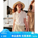 ELLE KIDS童装 法式短袖针织衫女童夏季新款学院风娃娃领绞花上衣