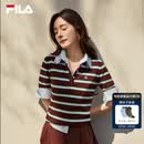 FILA 斐乐杨幂同款女子编织衫2026秋新款时尚修身条纹假两件短袖上衣 满印一-ZA M 165/84A/M