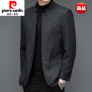皮尔卡丹（pierre cardin）中山装男高档挺括立领西服爸爸结婚礼服喜公公婚宴装休闲西装外套 黑色 M 170 偏小建议拍大一码