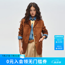 ELAND衣恋仿皮皮衣女复古美拉德通勤外套2026春季新款 棕色(85)Brown S /160