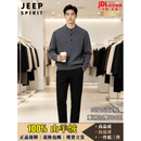 JEEP SPIRIT100%纯羊绒衫男士秋冬新款休闲保暖毛衣舒适亨利领内搭针织打底衫 深灰色 纯羊绒衫男士秋冬2026新款 XL 【高档礼盒包装】 建议【130-155斤】
