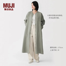 MUJI 女式 汉麻水洗 长袖衬衫连衣裙 女装裙子 26年春季 BC2R2A6S 烟熏绿色 S （155/80A）