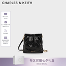 CHARLES&KEITH迷你菱格流浪包单肩斜挎双肩包包女包七夕礼物送女友CK2-60782390 【S号】Black黑色 S