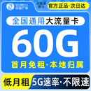 中国广电【长期号卡】全国通用流量卡手机卡低月租非永久套餐纯流量手机卡非无限流量 【全国可用】39元60G+首月免月租+5G不限速