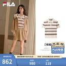 FILA 斐乐杨幂同款女子编织衫2026秋新款时尚休闲修身上衣短袖POLO衫 钛白色-IV L 170/88A/L