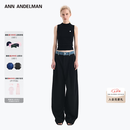 ANN ANDELMAN【王玉雯同款】官方直营 牛仔腰头拼接西裤直筒长裤 黑色 S