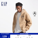 盖璞（GAP）男女装毛毡布logo仿羊羔绒连帽卫衣外套609272 卡其色 M (170/92A) 亚洲尺码