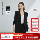 朗姿【律师系列】桑蚕丝职业正装气质西服夏季新款商务西装 黑色 L