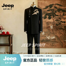 JEEP SPIRIT新中式唐装男士秀禾服国风刺绣马褂汉服男长衫外套唐装男装 黑色【专柜品质】 M 46/90-120斤【专柜品质】