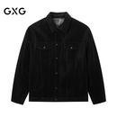 GXG男装 商场同款微阔翻领皮衣 2026秋季新品G26X124022 黑色 L