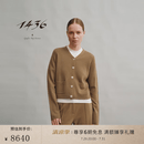 1436珍稀小山羊绒秋冬精纺V领四平空转女士纯羊绒开衫 棕驼 2XL 175/96A