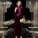 名兰世家高端喜婆婆婚宴装旗袍年轻结婚妈妈婚礼礼服高 紫色(短袖120长)9C M