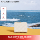 CHARLES&KEITH菱格纹多卡位短款钱包零钱包生日礼物送女友CK6-10770729 Cream奶白色 XXS