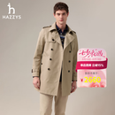 哈吉斯（HAZZYS）男装 秋季男外套可拆卸内胆双排扣英伦风衣男ASWZH0CCH01 米色BI 2XL （185/104A 52）