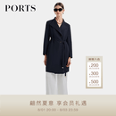 PORTS宝姿女装2026秋季新款极简金属装饰圆珠扣中长款风衣 丈青色 L （8）