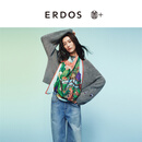 ERDOS【善+系列初绒】26早秋圆领拉绒廓形针织女套衫羊绒衫 深灰 S 160/80A
