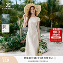 香影法式收腰白色连衣裙女2026夏季新款圆领气质a字裙白月光长裙 白色 M 95-110斤/裙长114.5CM