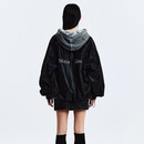 MATIN KIM时尚百搭标志涂层夹克女款MK2600JP002V 黑色 均码