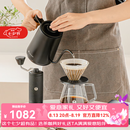 泰摩进阶手冲咖啡套装礼盒 温控手冲咖啡壶磨豆机便携咖啡机生日礼物 进阶型套装-【栗子C5|曜石黑】