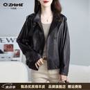 Q ZHIHE品牌真皮皮衣女2026秋季新款短款油蜡绵羊皮夹克外套百搭显瘦夹克 紫色 M 131-140
