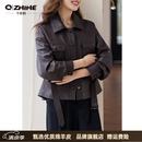 Q ZHIHE品牌绵羊皮夹克女2026秋季新款高级感酷飒风修身真皮皮衣短外套 巧克力色 S 建议90-110斤