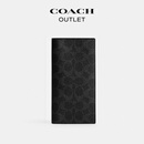 蔻驰（COACH）奥莱男士经典标志胸袋钱包折叠身份证件银行卡包 黑色 Signature