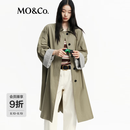 MO&Co.【C+系列】风衣2026秋新品条纹里袖长款外套中性廓形MBF3TRC002 日晒绿 S /160