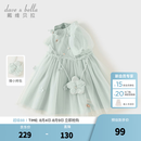戴维贝拉（DAVE＆BELLA）女童公主裙国风汉服裙子儿童连衣裙小童网纱裙夏装新款童裙 灰蓝色【现货】 120 cm（建议身高110-120cm）
