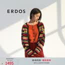 ERDOS 彩虹条纹多巴胺宽松减龄针织衫复古时髦开衫女羊绒衫 黑 L 170/88A
