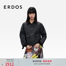 ERDOS 25秋冬灯芯绒领菱形格保暖休闲女棉服外套 军绿 M 165/84A