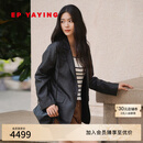 EP雅莹[非遗香云纱]西装女 双面撞色真丝外套薄款 2026夏季新款1105A 黑色 S