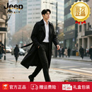 JEEP SPIRIT2026秋季英伦风男士长款风衣外套韩版宽松大衣潮流时尚百搭 黑色 【专柜优选】 S 165
