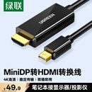 绿联Mini DP转HDMI转换器线转接头4K高清 适用苹果笔记本迷你dp雷电接口电脑接显示器投影仪1.5米20848