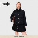 Maje商场同款2025女装法式软糯保暖仿钻装饰可拆卸棉服上衣 深蓝色 M (38)