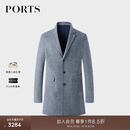 PORTS宝姿男装气质修身保暖毛呢大衣ML9C014LFF038 灰人字纹+藏青 L