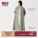 MUJI 女式 汉麻水洗 长袖衬衫连衣裙 女装裙子 26年春季 BC2R2A6S 烟熏绿色 S （155/80A）