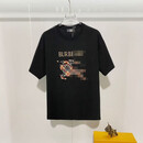 博柏利（BURBERRY）巴宝莉潮牌格纹十字绣骑士精密刺绣圆领休闲短袖T恤男女同款半袖 黑色 L 150-170斤